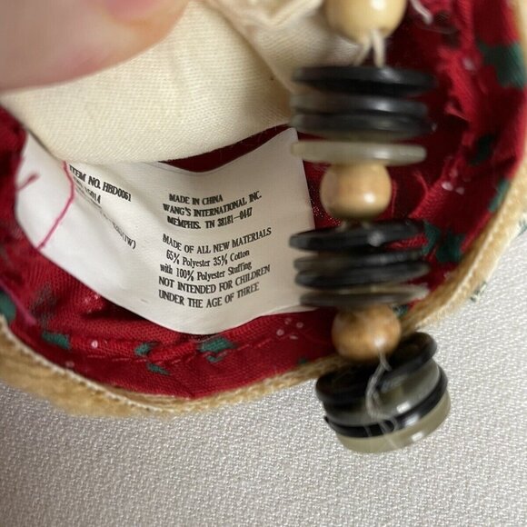 Vintage Primitive Country Santa Christmas Ornament Buttons Yarn Beard Twine - Picture 9 of 11